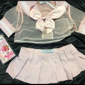 Pink Seifuku anime school girl lingerie set Xsmall